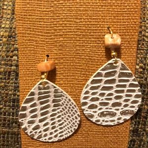 NWT Earrings BOHO Faux Leather Stone Bead BOHEMIAN